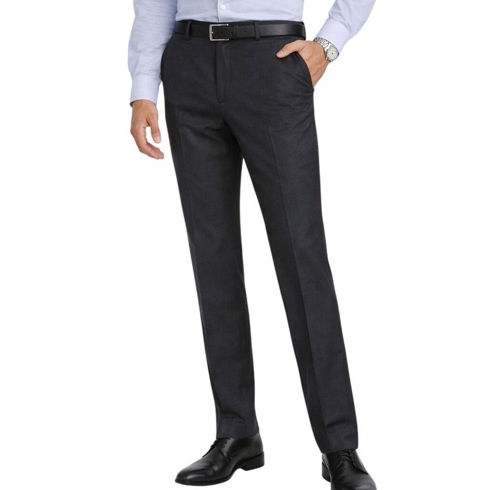 Peter England Perform Dress Pants 40 Charcoal Gray Super Slim Fit Golf Trousers